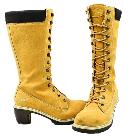 Vintage Lugz Y2K Tall Tan Leather Lace-up Boots - Picture 5 of 14